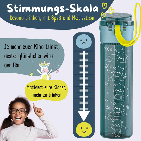 Kids' water bottle, 500ml, lightweight - Logo-blue