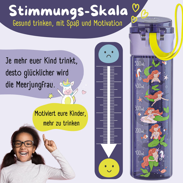 Kids' Water Bottle, 500ml, lightweight - Mermaid Purple