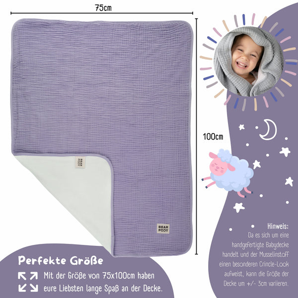 Baby blanket muslin fleece blanket fluffy soft - purple