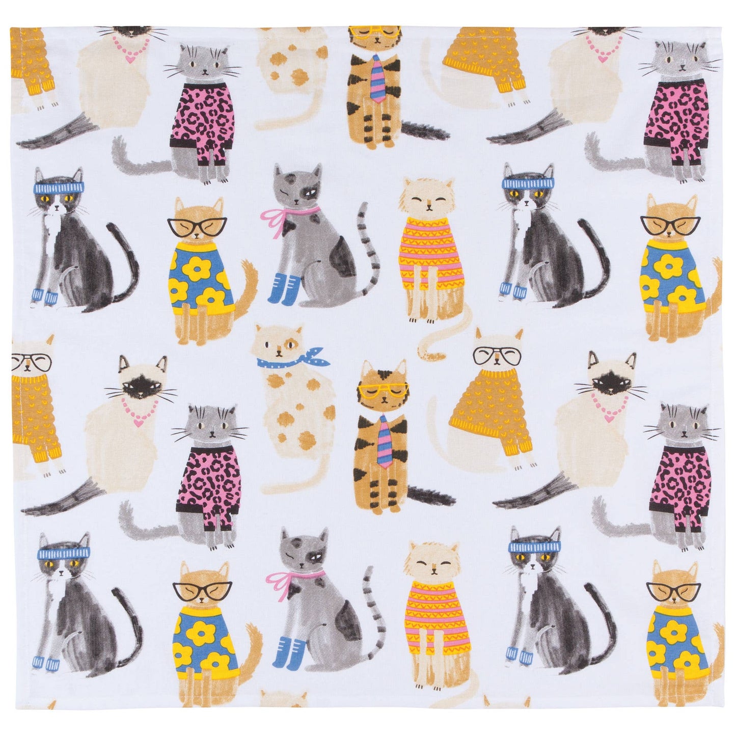 Set of 2 Feline Floursack dish towels