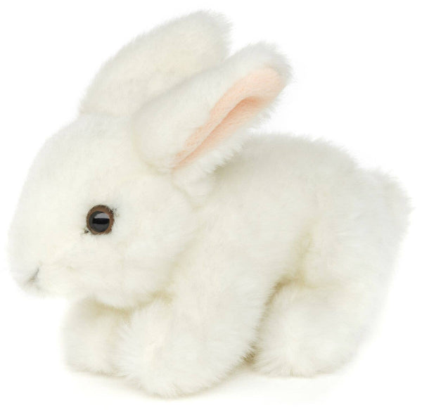 Lapin couché (blanc) - 18 cm (longueur) - peluche Uni Toys