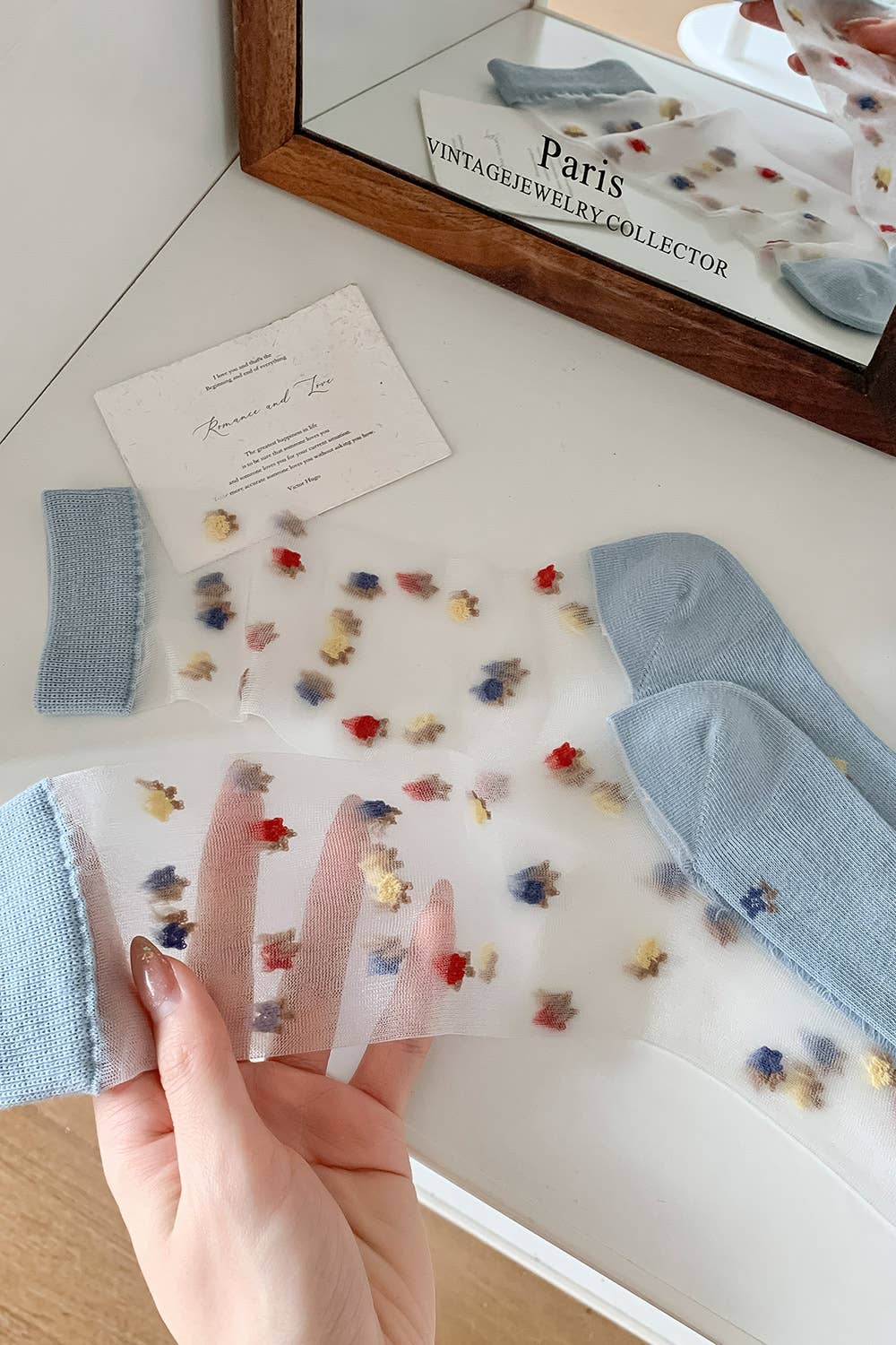 Sheer Floral Socks