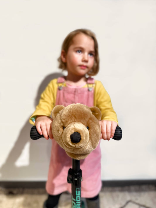 Brown Bear Head Accessory for Children's Bicycles and Scooters