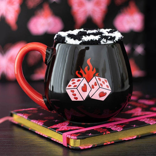 Coffret Mug & Chaussettes Rebel Romance – Dés Enflammés
