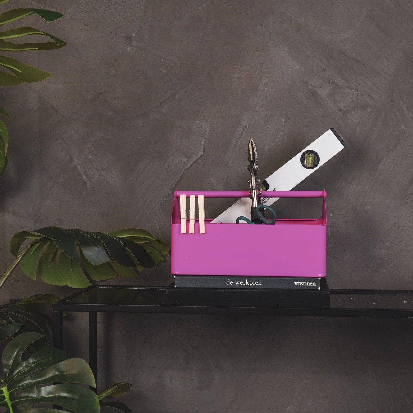 Storage box - Organizer - Metal - Pink - 30x17x17cm