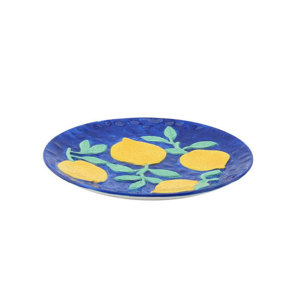 Lemon-themed decorative plate - Blue/Yellow