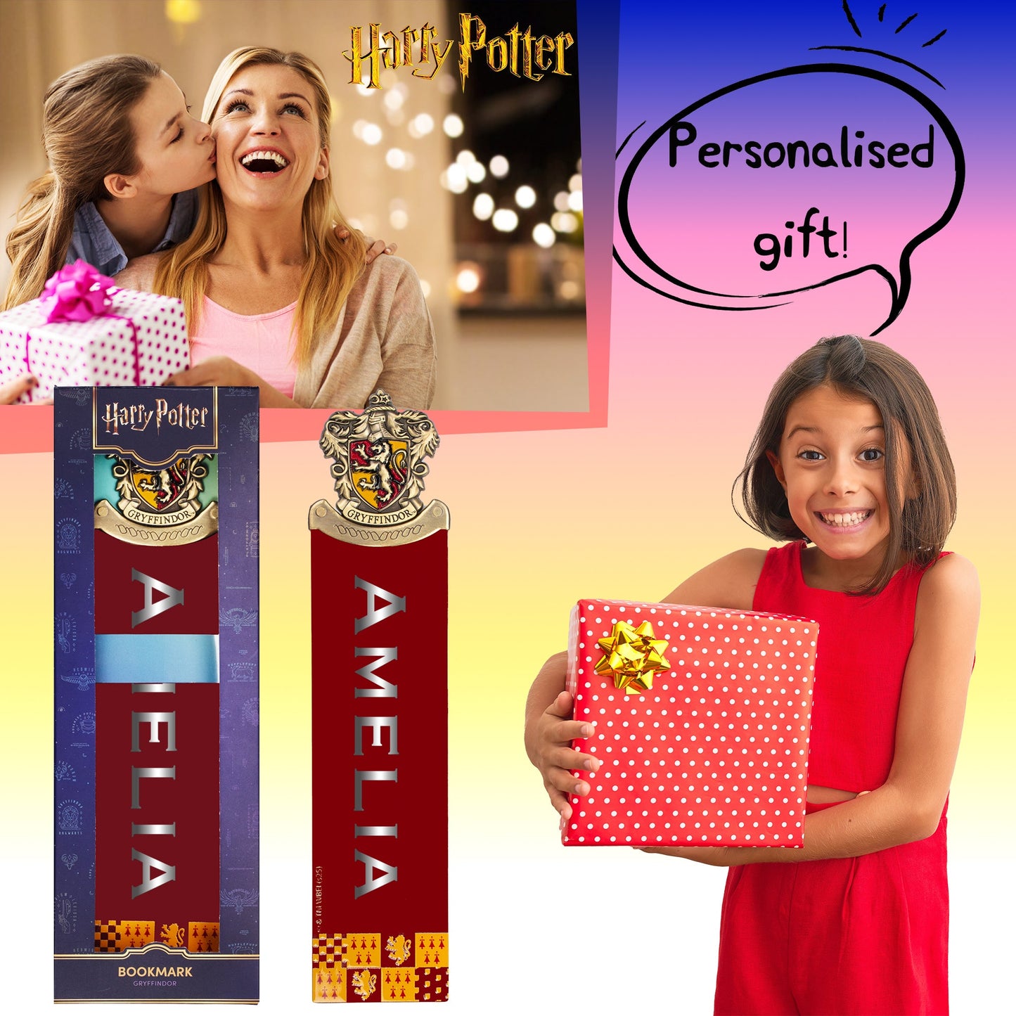 Harry Potter Personalized Crest Bookmark Burgundy
