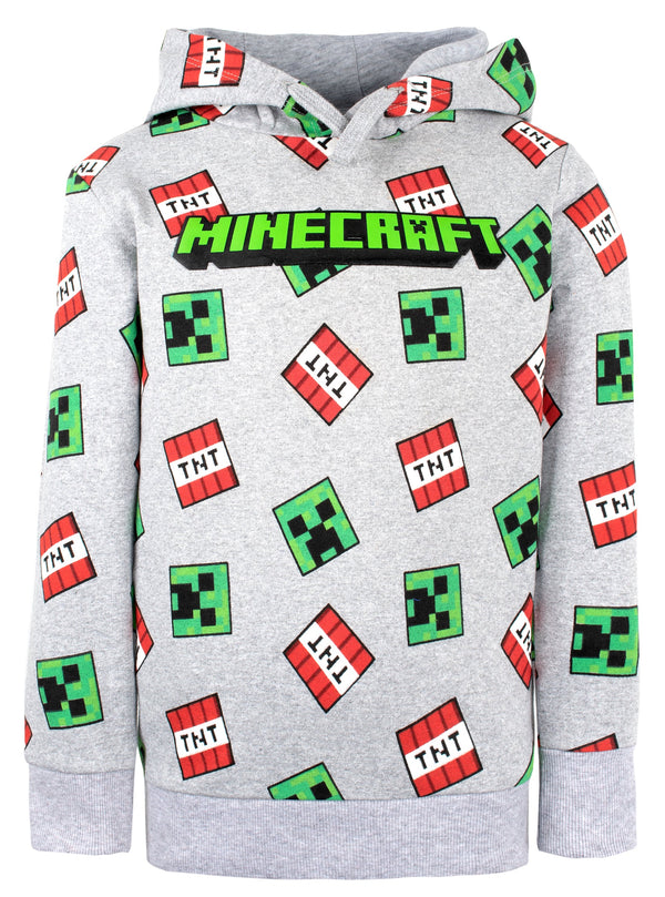 Sweat à capuche Minecraft – Creeper Pattern – gris