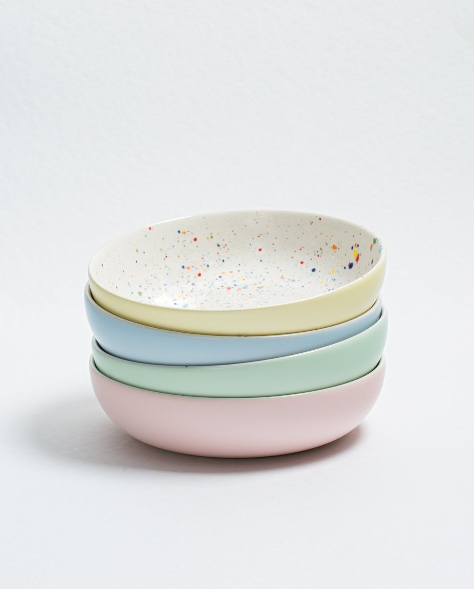 Ensemble Breeze Party – 4 assiettes à pâtes 21 cm – Couleurs mélangées