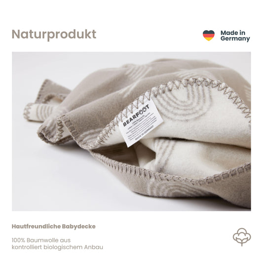 Babydecke Bio Baumwolle, Made in Germany, Regenbogen - braun