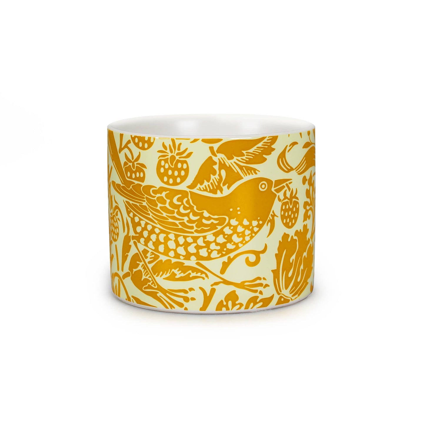 William Morris Strawberry Thief ceramic flower pot, yellow