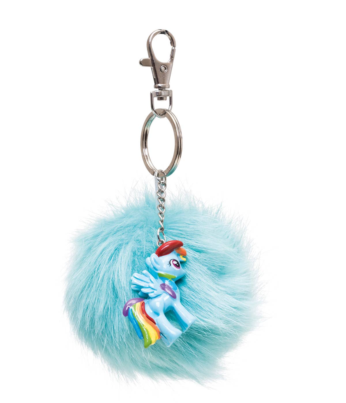 RAINBOW DASH KEYCHAIN WITH FUR PENDANT AND 3D FIGURE