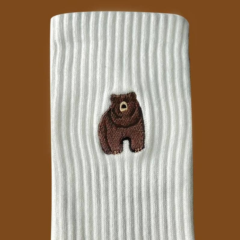 Embroidered Bear Socks