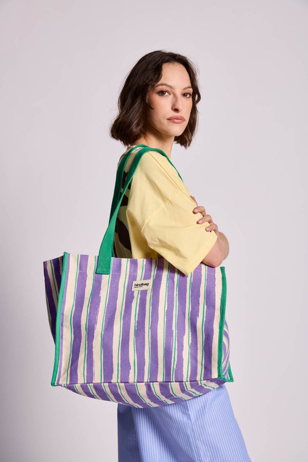 Claude Striped Green and Parma Tote Bag