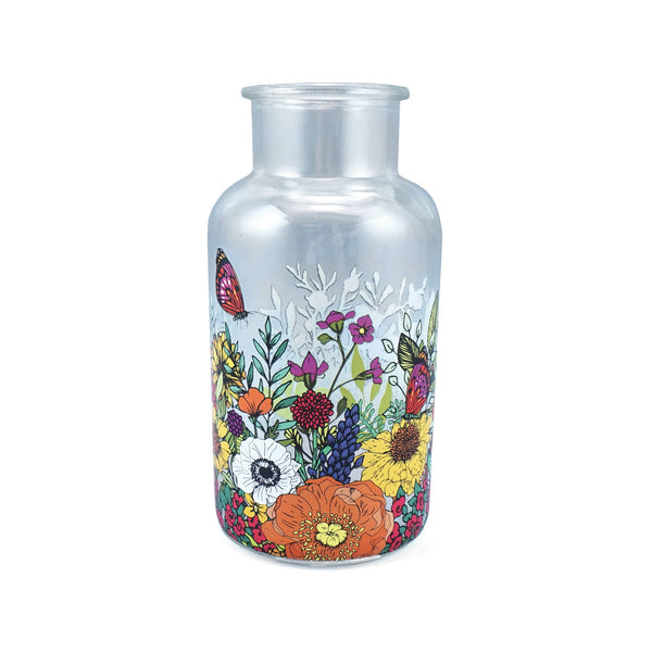 Glasvase mit Wildblumen