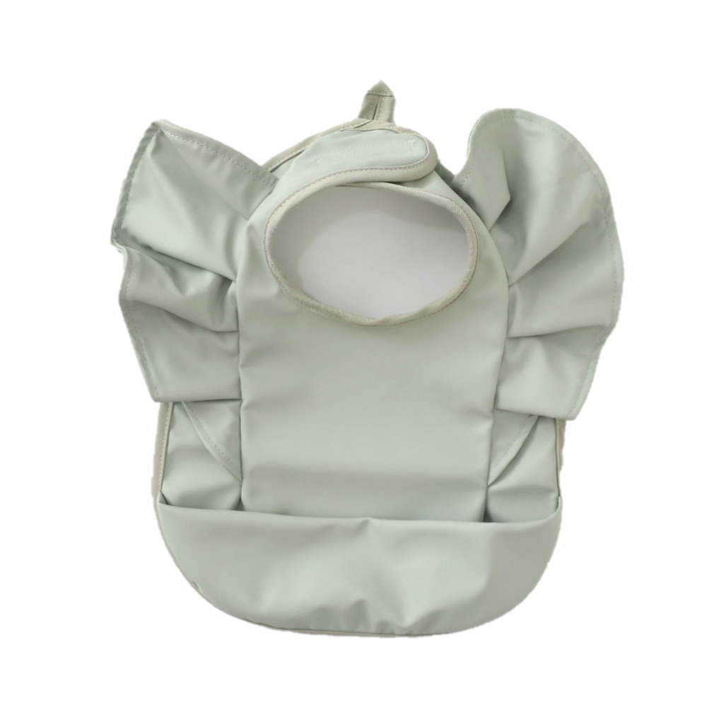 Ruffled bib — Dusty green