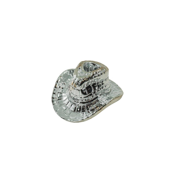 Candlestick - Cowboy Hat - Ceramic - Silver - 13.5x11x7 cm
