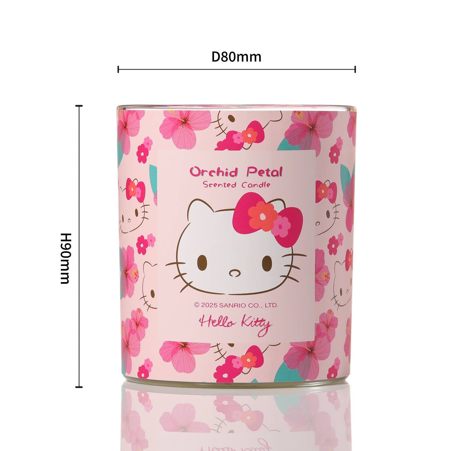 Roze kaars met originele Hello Kitty-print, geur van orchideeblaadjes