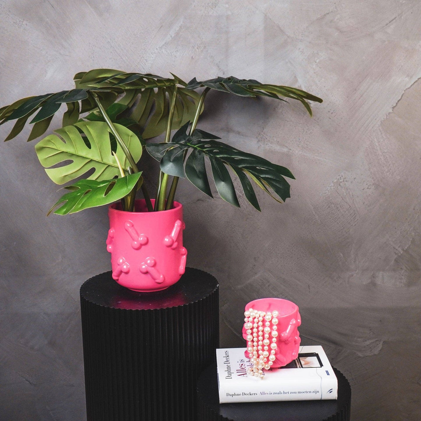 Pot - Dick - Ceramic - Pink - 17.5x17.5x17.5cm