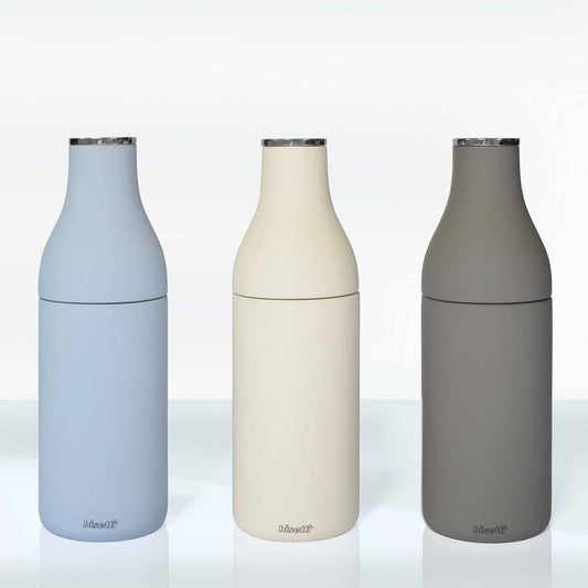 "Milk Bottle" spice mill, matte azure blue lacquered beech