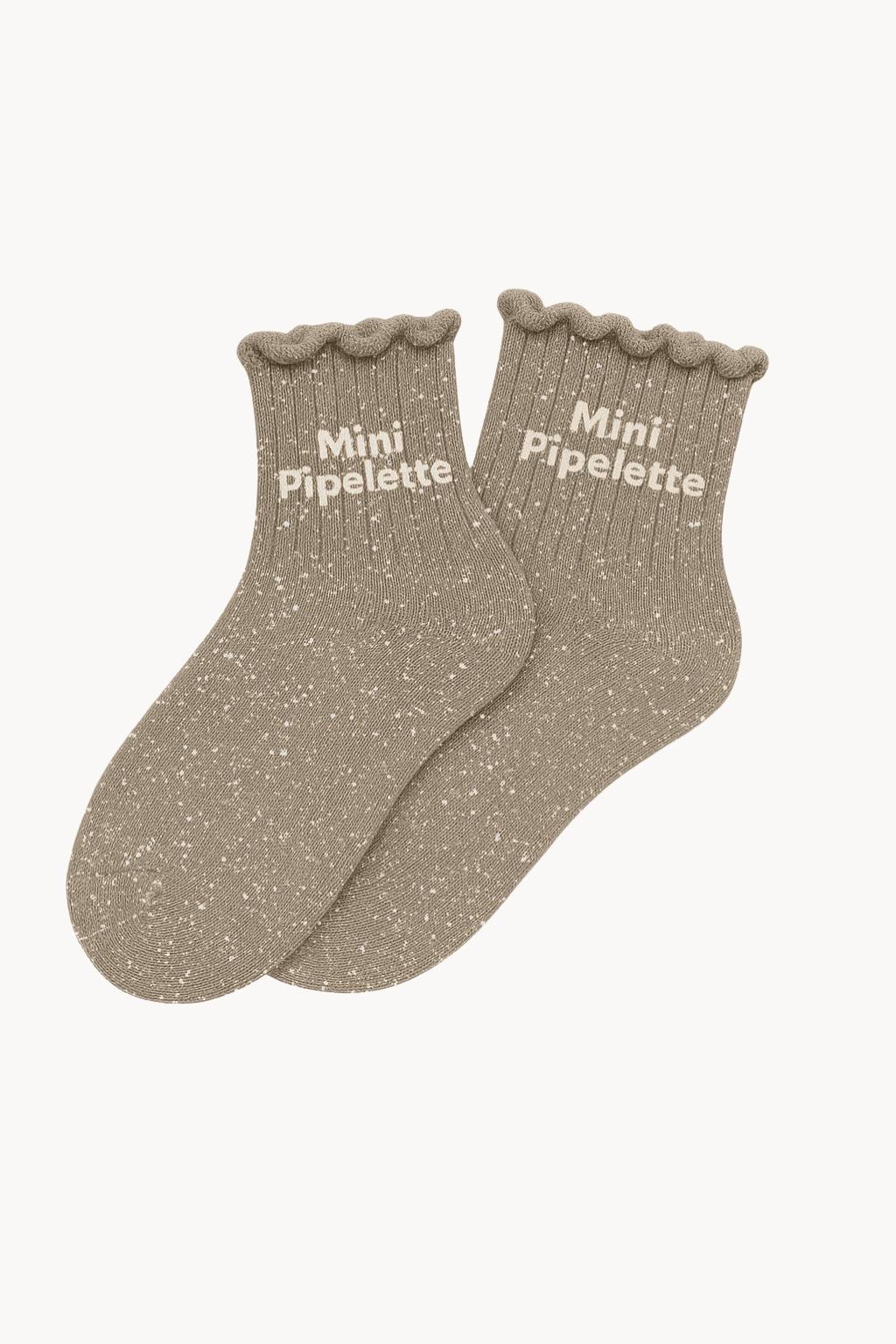 "Mini Pipelette" Children's Glitter Socks - Beige