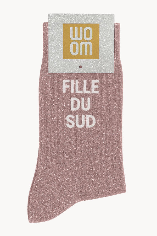 "Southern Girl" Sequin Socks - Rose Gold