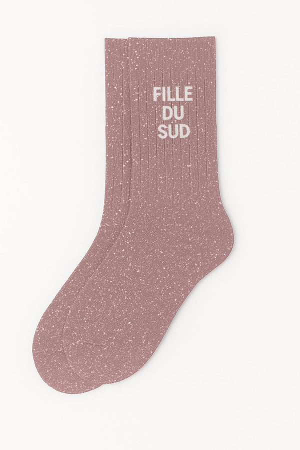 "Southern Girl" Sequin Socks - Rose Gold