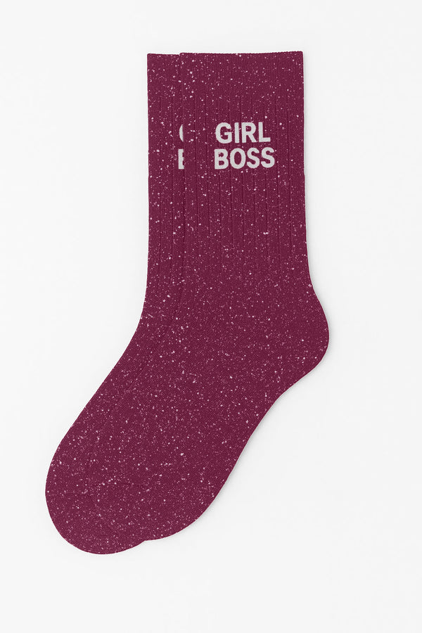 "Girl Boss" Glitter Socks - Purple