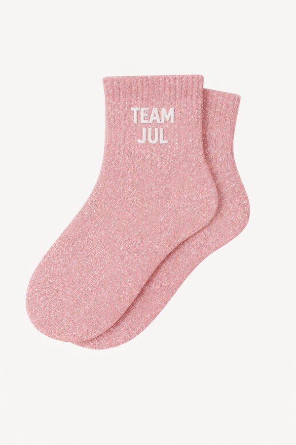 "TEAM JUL" Glitter Short Socks - Pink
