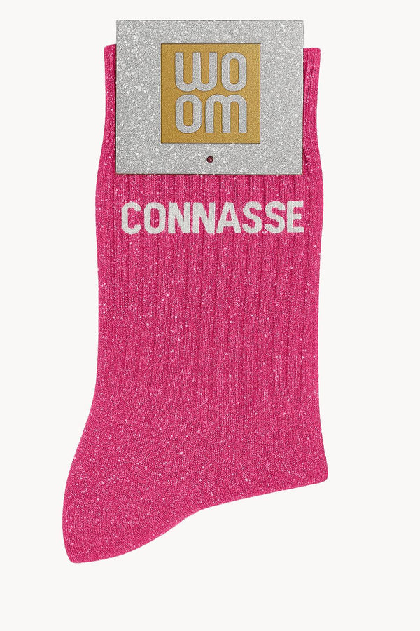 "Bitch" Sequin Socks - Fuchsia Pink