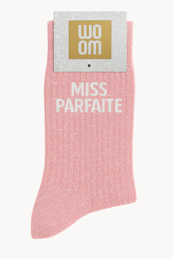 "Miss Perfect" Glitter Socks - Babydoll Pink