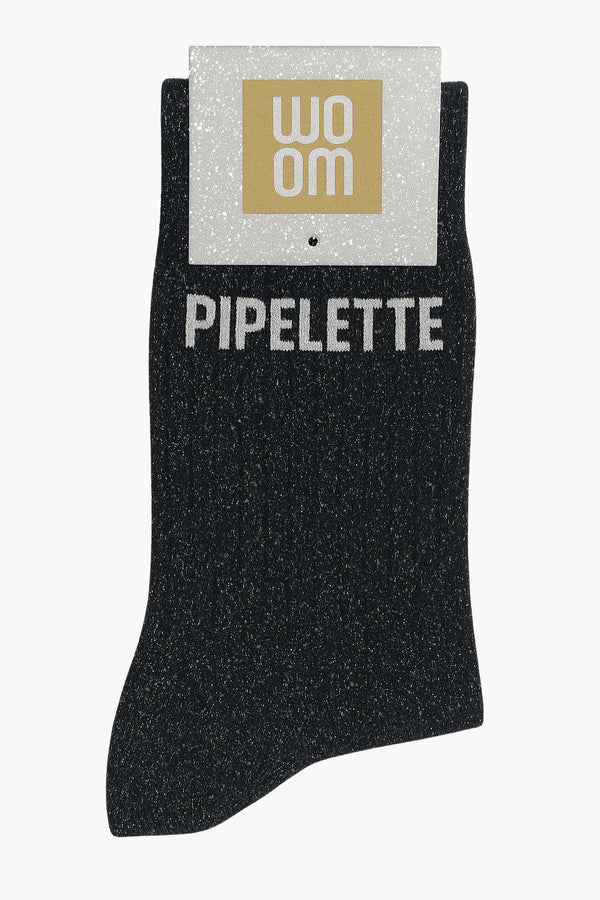 "Chatterbox" Sequin Socks - Black