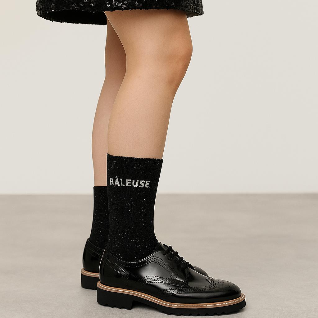 "Grumpy" Sequin Socks - Black