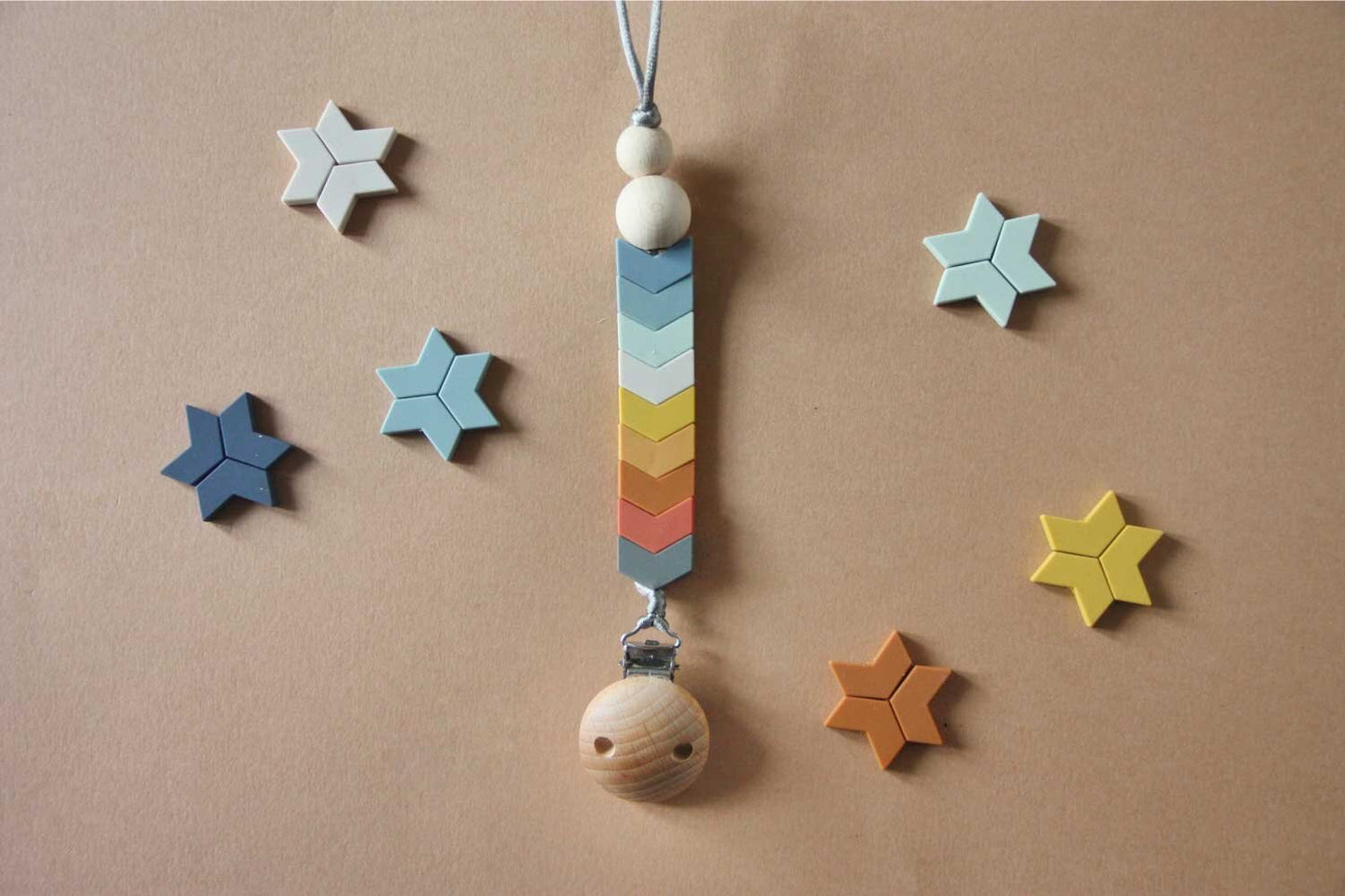 Chevron Silicone Mustard Pacifier Clip