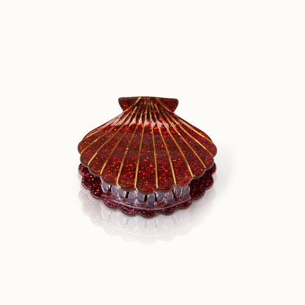 Glanzende rode schelp haarclip