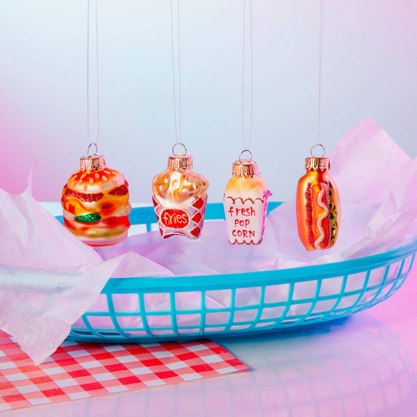 Mini Fast Food Christmas Ornaments 4-Pack