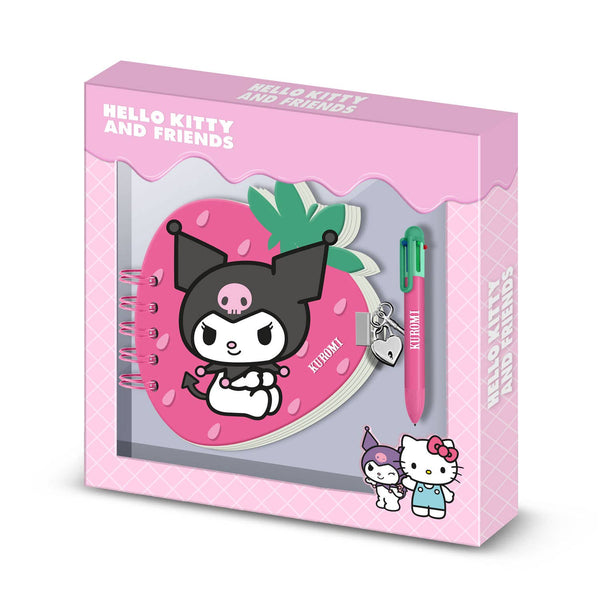 Kuromi Strawberry Journal Pack + 6-Color Pen