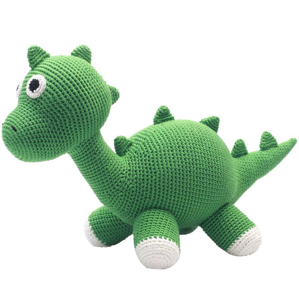 Green dinosaur crochet plush toy