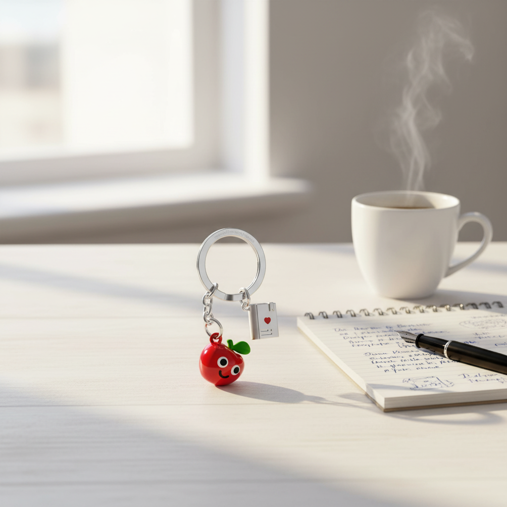 Sleutelhanger met appel en boek