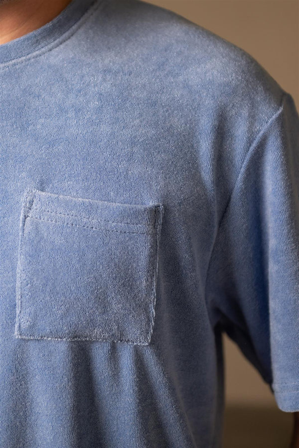 Blue Grey Terry Oversized T-Shirt