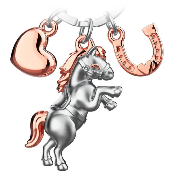 Horse Keychain with Heart and Horseshoe "Pony"
