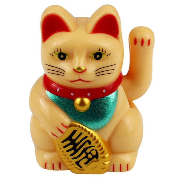 Mini Chat chanceux solaire beige 5cm