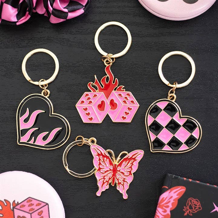 Checkered Heart Keychain