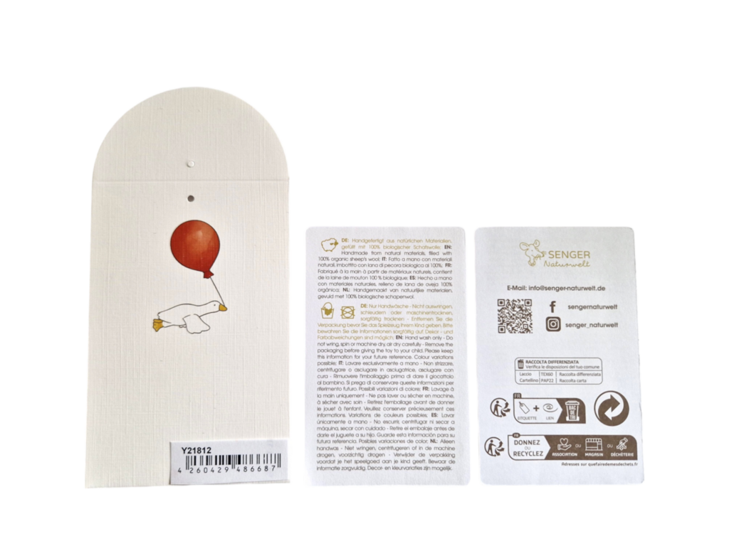 Peluche marionnette ours, petit | Blanc