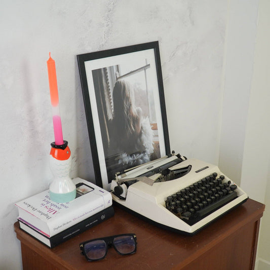 Candlestick - Fish - Mint/White/Orange - 7x7x16.5cm