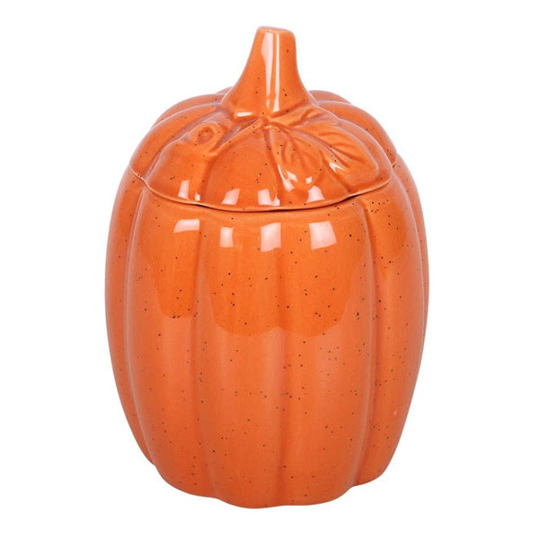 Large orange pumpkin-shaped incense burner with lid