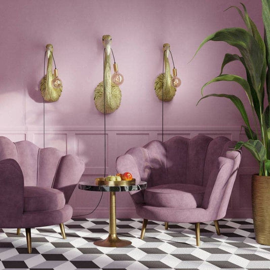 Tiffany wandlamp, goud, 26,5 x 24,5 x 71,5 cm