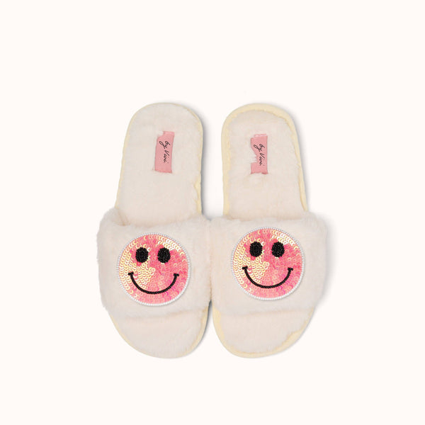 Pair of Slippers Brooches - Pink Smiley