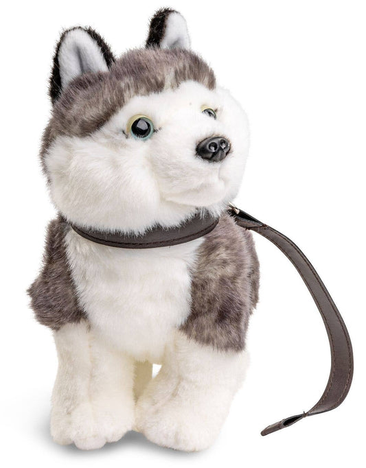 Pluche huskypuppy met riem