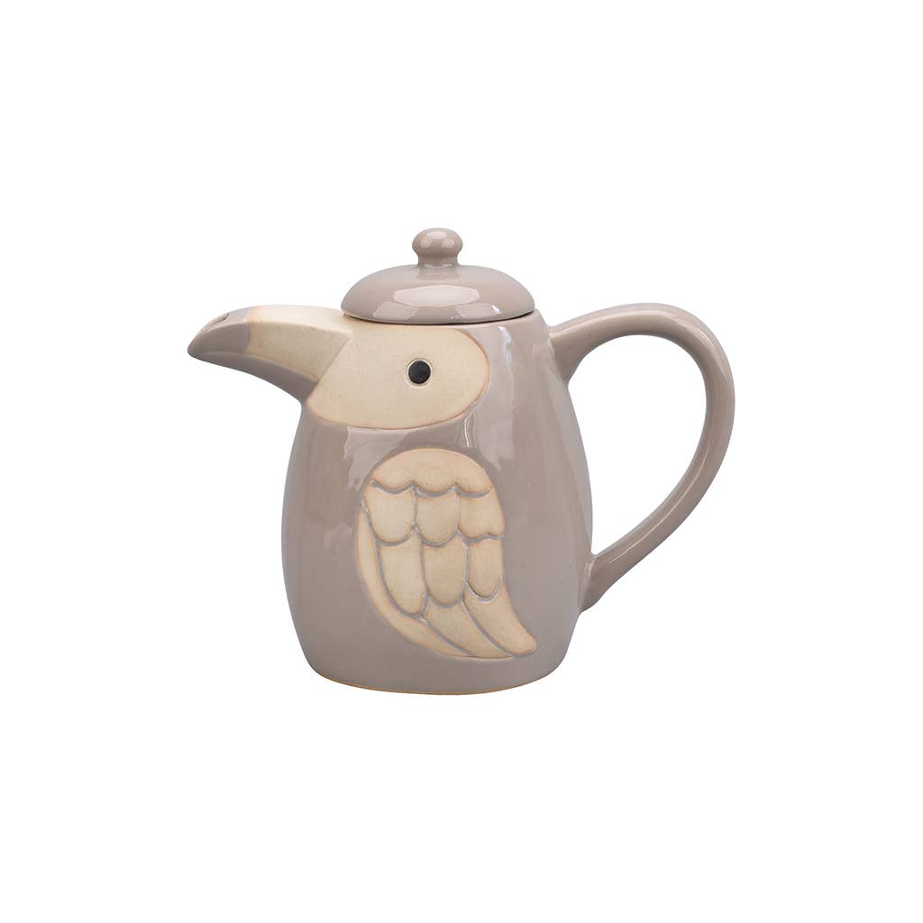 Théière oiseau beige